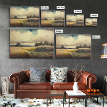 Load image into Gallery viewer, Subdued Watercolor Wall Art, Framed Canvas Print, Muted Moody Minimalist Boho Style Wall Art, Guest Room, Above Bed Art, Above Sofa Wall Art
