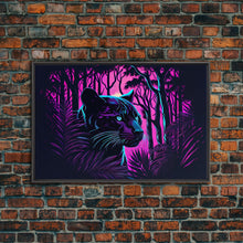 Load image into Gallery viewer, Vaporwave art,  framed canvas print, Jungle Panther synthwave portrait

