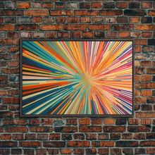 Load image into Gallery viewer, MCM Mid Century Modern Retro Canvas Print Mid Century Wall Art Large Wall Art Geometric Art in Teal Coral and Yellow "Light Speed Tunnel"
