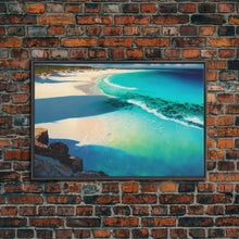 Carregar imagem no visualizador da galeria, Bird&#39;s Eye View Of a Tropical Beach, Framed Canvas Print, Lake House Art, Modern Farmhouse Decor
