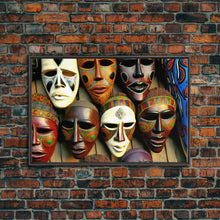 Carregar imagem no visualizador da galeria, African Traditional Masks Framed Canvas Wall Art | Canvas Print Decor for Home &amp; Office Decoration I Ready To Hang Canvas
