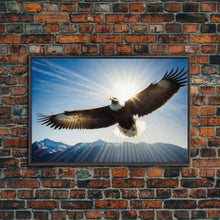 Carregar imagem no visualizador da galeria, Bald Eagle in a Mountain Clouds Canvas Wall Art Design, Framed Canvas Print Decor for Home &amp; Office Decoration, CANVAS READY to Hang

