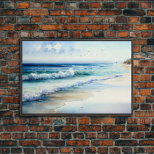 Load image into Gallery viewer, framed ocean art, beach wall art, framed wall art, living room wall decor, abstract landscape art, framed canvas print
