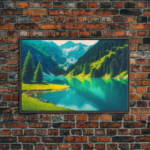 Carregar imagem no visualizador da galeria, Calm and Serene Landscape Painting, Framed Canvas Print National Park Canvas Art, Framed wall decor, living room wall art, Pine Tree Lake
