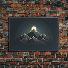 Carregar imagem no visualizador da galeria, Black and Gold Art Deco Style Mountain landscape at Sunset, Framed Canvas Print, Large Format Wall Art, Huge Wall Decor
