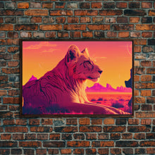 Cargar imagen en el visor de la galería, Cool lioness art, boss lady art, framed canvas print, pastel art of Africa
