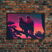Load image into Gallery viewer, Hawks on a branch, birds of prey, framed canvas print
