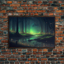 Cargar imagen en el visor de la galería, Fireflies In Forest Swamp Night Green Wall Poster, Wall Decor, Wall Art Print, Fine Art Print
