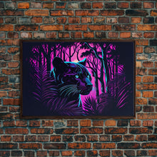 Load image into Gallery viewer, Vaporwave art,  framed canvas print, Jungle Panther synthwave portrait
