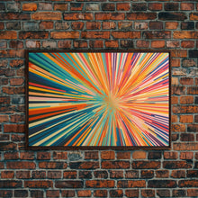 Load image into Gallery viewer, MCM Mid Century Modern Retro Canvas Print Mid Century Wall Art Large Wall Art Geometric Art in Teal Coral and Yellow "Light Speed Tunnel"
