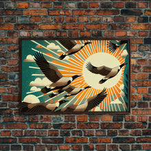 Cargar imagen en el visor de la galería, Flock of Geese, art deco style, midcentury style art, framed canvas print

