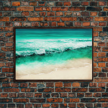 Carregar imagem no visualizador da galeria, Canvas Print, Painting of Emerald Green Waves, Framed Canvas Art, whimsical ocean art, framed wall art
