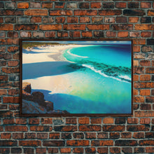 Carregar imagem no visualizador da galeria, Bird&#39;s Eye View Of a Tropical Beach, Framed Canvas Print, Lake House Art, Modern Farmhouse Decor
