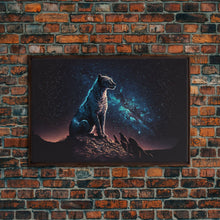 Load image into Gallery viewer, Cheetah Print, Synthwave Animal Prints, Cheetah and a starry night sky, framed canvas print, cute animal art
