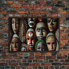 Carregar imagem no visualizador da galeria, African Traditional Masks Framed Canvas Wall Art | Canvas Print Decor for Home &amp; Office Decoration I Ready To Hang Canvas
