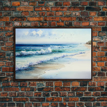 Load image into Gallery viewer, framed ocean art, beach wall art, framed wall art, living room wall decor, abstract landscape art, framed canvas print
