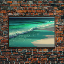 Carregar imagem no visualizador da galeria, Canvas Print, Painting of Emerald Green Waves, Framed Canvas Art
