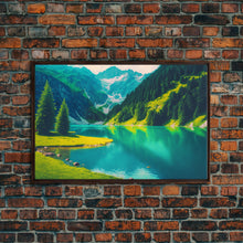 Carregar imagem no visualizador da galeria, Calm and Serene Landscape Painting, Framed Canvas Print National Park Canvas Art, Framed wall decor, living room wall art, Pine Tree Lake
