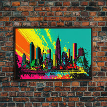 Cargar imagen en el visor de la galería, Chicago City Skyline Graffiti Art, Framed Canvas Print, Large Office Wall Decor, Huge Living Room Art

