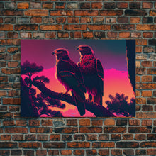 Load image into Gallery viewer, Hawks on a branch, birds of prey, framed canvas print
