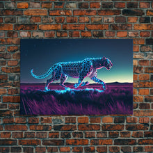 Load image into Gallery viewer, Robot Cheetah, Synthwave cyberpunk art, robot cheetah, framed canvas art, canvas print
