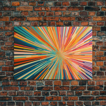 Load image into Gallery viewer, MCM Mid Century Modern Retro Canvas Print Mid Century Wall Art Large Wall Art Geometric Art in Teal Coral and Yellow "Light Speed Tunnel"
