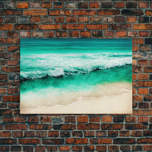 Carregar imagem no visualizador da galeria, Canvas Print, Painting of Emerald Green Waves, Framed Canvas Art, whimsical ocean art, framed wall art
