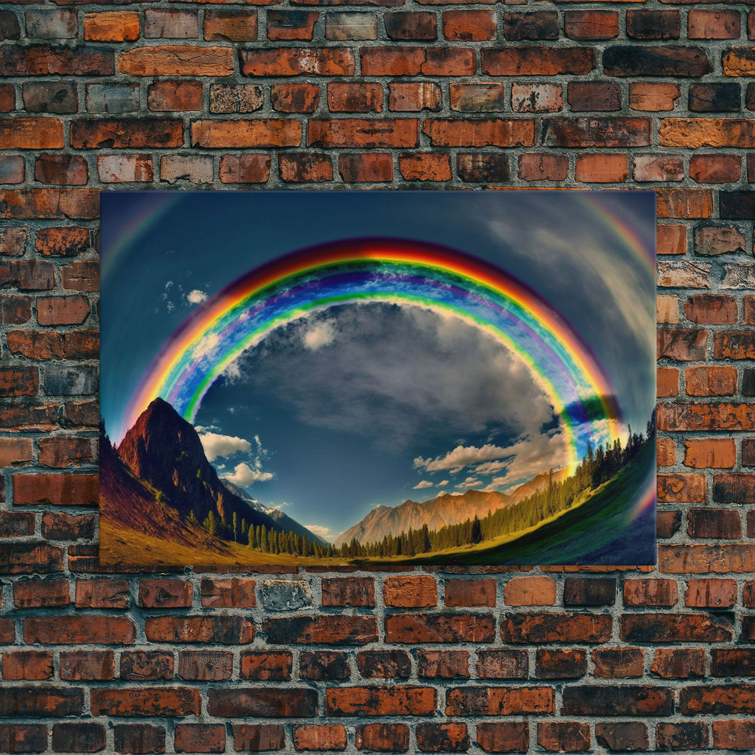 Fish-Eye Rainbow, Yellowstone, Framed Canvas Print, beautiful rainbow nature art