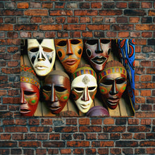 Carregar imagem no visualizador da galeria, African Traditional Masks Framed Canvas Wall Art | Canvas Print Decor for Home &amp; Office Decoration I Ready To Hang Canvas
