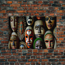 Carregar imagem no visualizador da galeria, African Traditional Masks Framed Canvas Wall Art | Canvas Print Decor for Home &amp; Office Decoration I Ready To Hang Canvas
