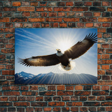 Carregar imagem no visualizador da galeria, Bald Eagle in a Mountain Clouds Canvas Wall Art Design, Framed Canvas Print Decor for Home &amp; Office Decoration, CANVAS READY to Hang
