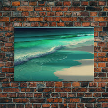 Carregar imagem no visualizador da galeria, Canvas Print, Painting of Emerald Green Waves, Framed Canvas Art
