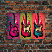 Load image into Gallery viewer, Electric Guitar Pop Art, Instrument Drawings, Framed Canvas Print, Pop Art, Graffiti Splatter Art, Large Living Room Wall Decorr
