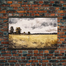 Load image into Gallery viewer, Early American Style Landscape Art | Primitive Farmhouse Decor | Framed Canvas Print | Wall Art | Wall Decor | Office Art | Muted Art
