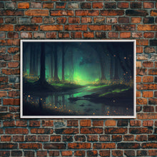 Cargar imagen en el visor de la galería, Fireflies In Forest Swamp Night Green Wall Poster, Wall Decor, Wall Art Print, Fine Art Print
