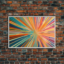 Load image into Gallery viewer, MCM Mid Century Modern Retro Canvas Print Mid Century Wall Art Large Wall Art Geometric Art in Teal Coral and Yellow "Light Speed Tunnel"
