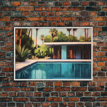 Load image into Gallery viewer, The Pool House, Mid Century Modern Decor, Framed Wall Art, Architectural Print, Retro Art, Swimming Pool Art, Framed Painting
