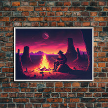 Carregar imagem no visualizador da galeria, Campfire Songs, Retrowave style art, framed canvas print, synthwave art
