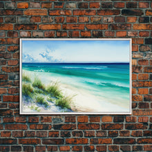 Carregar imagem no visualizador da galeria, Canvas Print, Painting of Emerald Green Waves, Framed Canvas Art, whimsical ocean art, framed wall art
