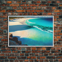 Carregar imagem no visualizador da galeria, Bird&#39;s Eye View Of a Tropical Beach, Framed Canvas Print, Lake House Art, Modern Farmhouse Decor
