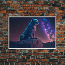 Load image into Gallery viewer, Synthwave Animal Prints, Cheetah and a starry night sky, framed canvas print, cute animal art
