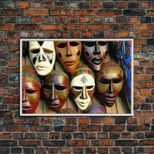Carregar imagem no visualizador da galeria, African Traditional Masks Framed Canvas Wall Art | Canvas Print Decor for Home &amp; Office Decoration I Ready To Hang Canvas
