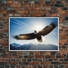 Carregar imagem no visualizador da galeria, Bald Eagle in a Mountain Clouds Canvas Wall Art Design, Framed Canvas Print Decor for Home &amp; Office Decoration, CANVAS READY to Hang

