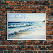 Load image into Gallery viewer, framed ocean art, beach wall art, framed wall art, living room wall decor, abstract landscape art, framed canvas print
