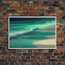Carregar imagem no visualizador da galeria, Canvas Print, Painting of Emerald Green Waves, Framed Canvas Art
