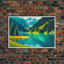 Carregar imagem no visualizador da galeria, Calm and Serene Landscape Painting, Framed Canvas Print National Park Canvas Art, Framed wall decor, living room wall art, Pine Tree Lake
