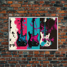 Load image into Gallery viewer, Electric Guitar Graffiti Punk Pop Art, Instrument Drawings, Framed Canvas Print, Pop Art, Splatter Art, Large Living Room Wall Decorr
