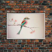 Cargar imagen en el visor de la galería, Colorful Oriole Bird On a Branch, Watercolor, Framed Canvas Print, Birdwatcher Art
