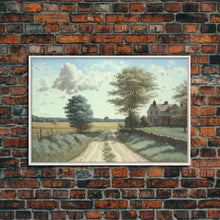 Load image into Gallery viewer, Cottage Oil Painting Framed Canvas Print | Rustic Wall Art | Vintage Muted Print | Farmhouse | Boho Style | Minimalist
