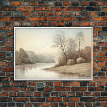 Load image into Gallery viewer, Farmhouse Wall Art, Retro / Vintage Style Landscape, Framed Canvas Print, Boho Style Minimalist Art, Framed Wall Art
